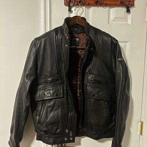 Premium Black Leather Bomber Jacket